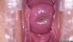 Hot and fantastic view of head of dick inside pink pussy almost ready to shoot sperm in hot orgasm sex act