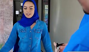 Microscopic muslim girl acquires twat screwed by duo sweet on movers