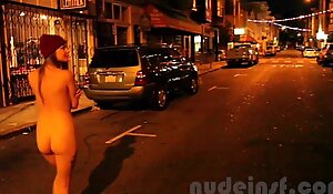 Nude in san francisco: short movie of white wife walking streets undressed late at night