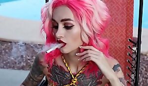 Color-Haired Lesbians Masturbate Pussys Sex Toys take the Synthesize and Smoking Flame Jade