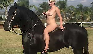Denuded Blonde coupled with Horse: Farm Injection Shoot in Mexico